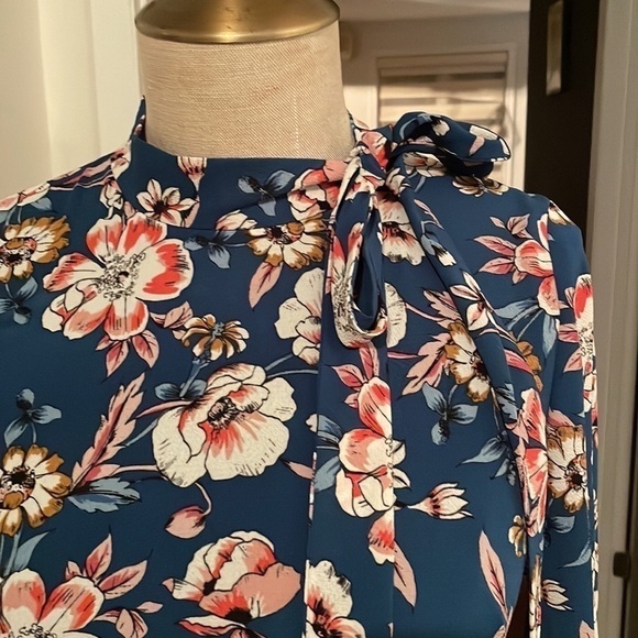 Eliza J Long-Sleeve Tie Neck Fit-&-Flare Dress - Picture 4 of 10